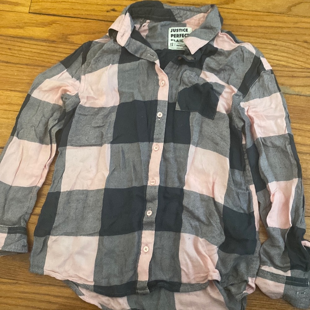 Justice perfect plaid pick and black size 12